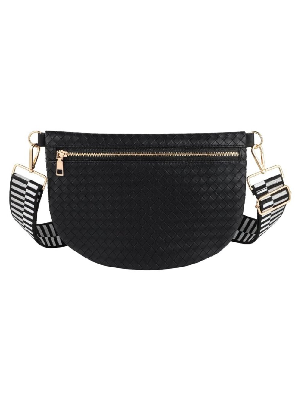 Woven Leather Crossbody Belt Bag Adjustable Fanny Pack Sling Purse